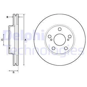 TOYOTA COROLLA 2013> YARİS AURİS 1.3 1.6 2012> AURİS 1.4 D4D 2012> ÖN FREN DİSKİ HAVALI DELPHI BG4711C (277X5) 4351202330