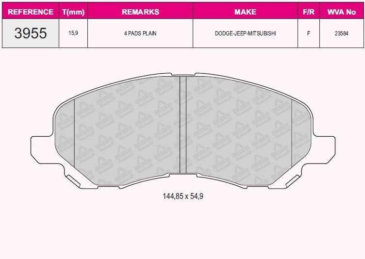 MITSUBISHI LANCER ÖN FREN BALATASI BEŞER 3955 5191229AA